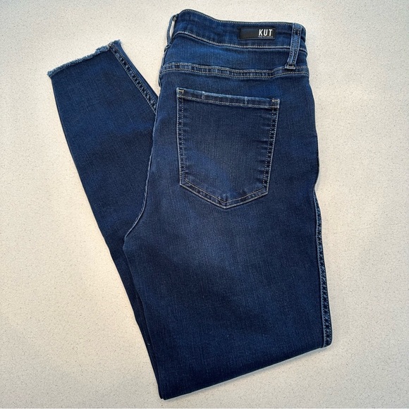 KUT From The Kloth Connie Ankle Skinny Jeans Frayed Hem Dark Blue Women’s Size 8 - Picture 3 of 15